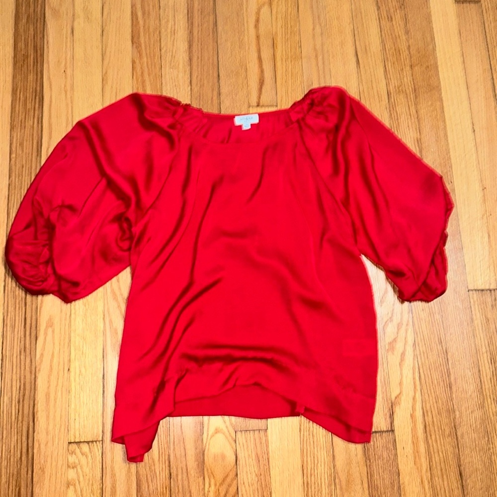 Red flowy top